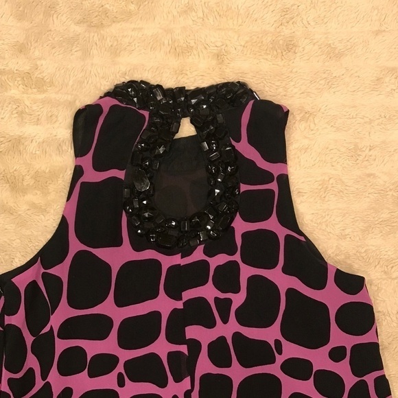 I.N.C. Y2K fuchsia/black animal print silk halter top Size 8P - Picture 4 of 5